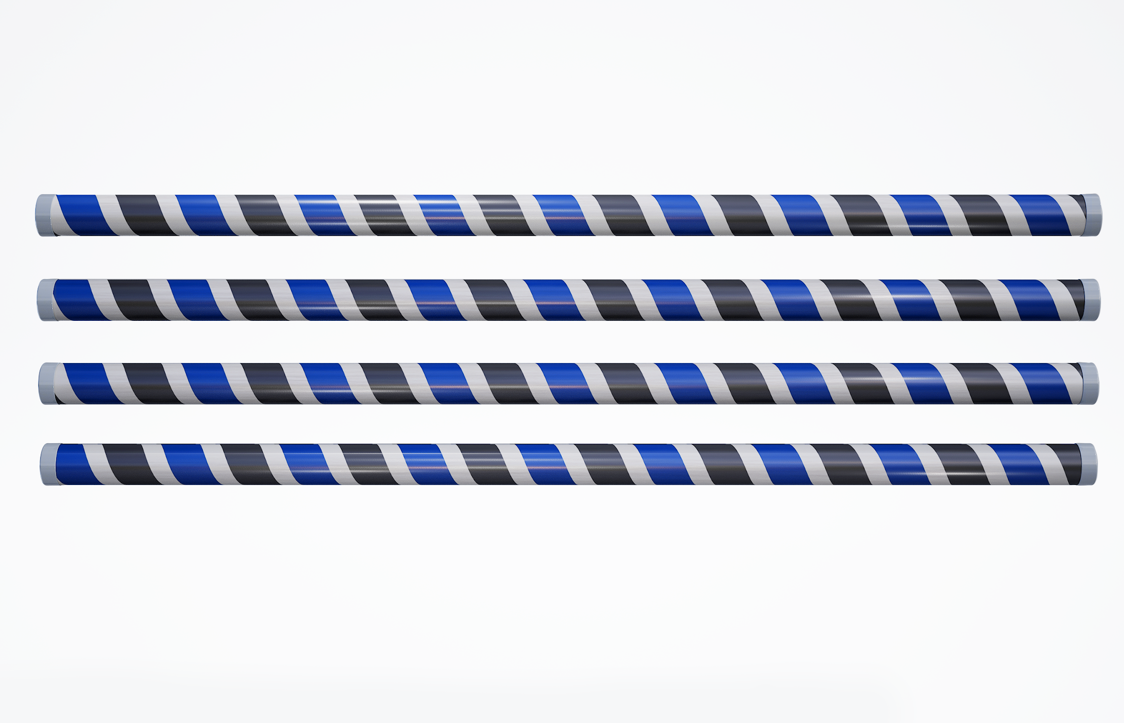 Premium+ Hindernisstange • 300cm • Spirale • Weiß + Blau + Schwarz