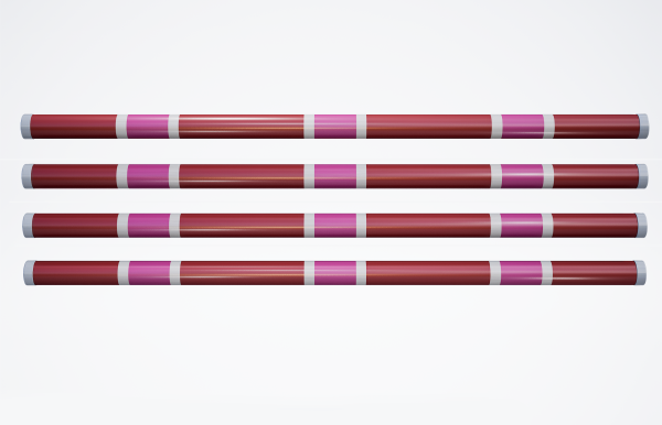 Premium+ Hindernisstange • 300cm • Rot + Weiß + Pink