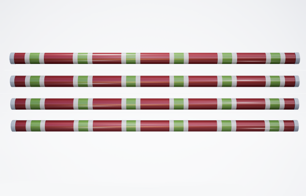 Premium+ Hindernisstange • 300cm • Rot + Hellgrün + Weiß