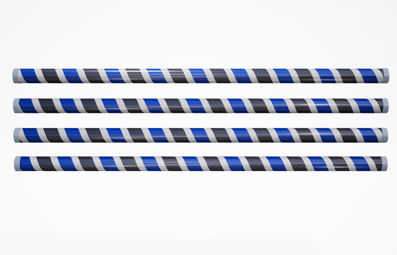 Premium+ Hindernisstange • 300cm • Spirale • Weiß + Blau + Schwarz