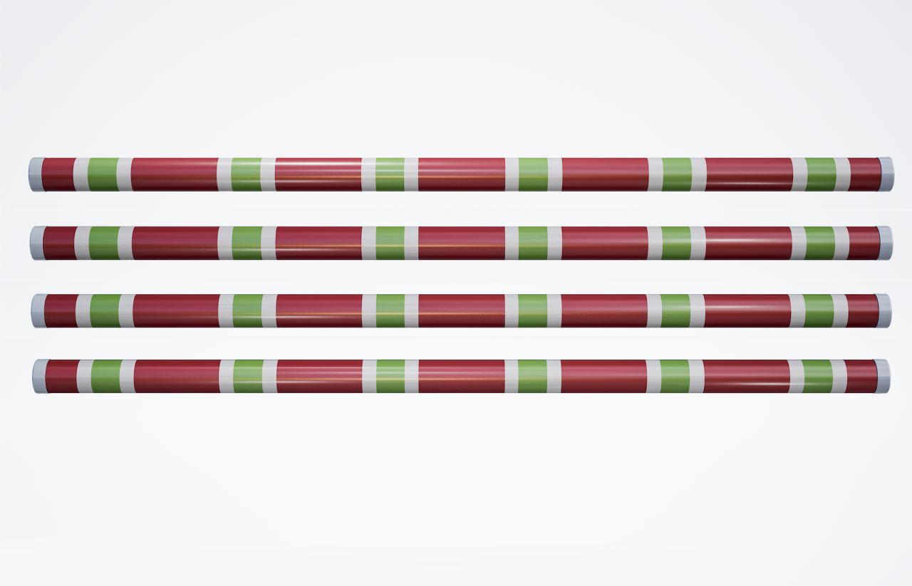 Premium+ Hindernisstange • 300cm • Rot + Hellgrün + Weiß