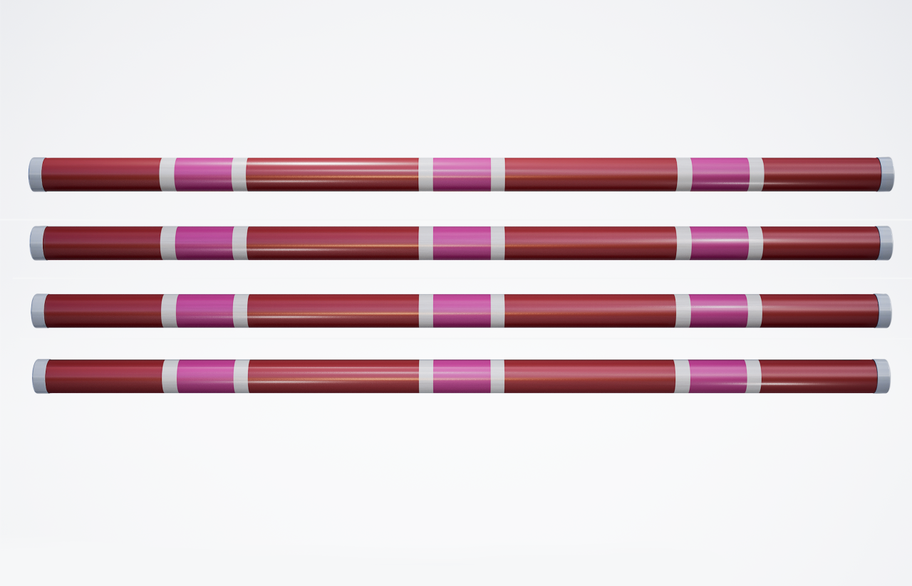 Premium+ Hindernisstange • 300cm • Rot + Weiß + Pink